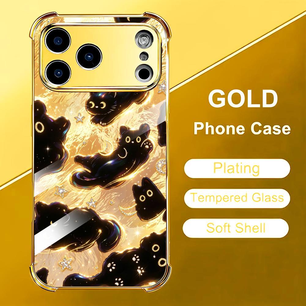 Phone Cases Rhode - غطاء هاتف زجاجي فاخر ذهبي أسود