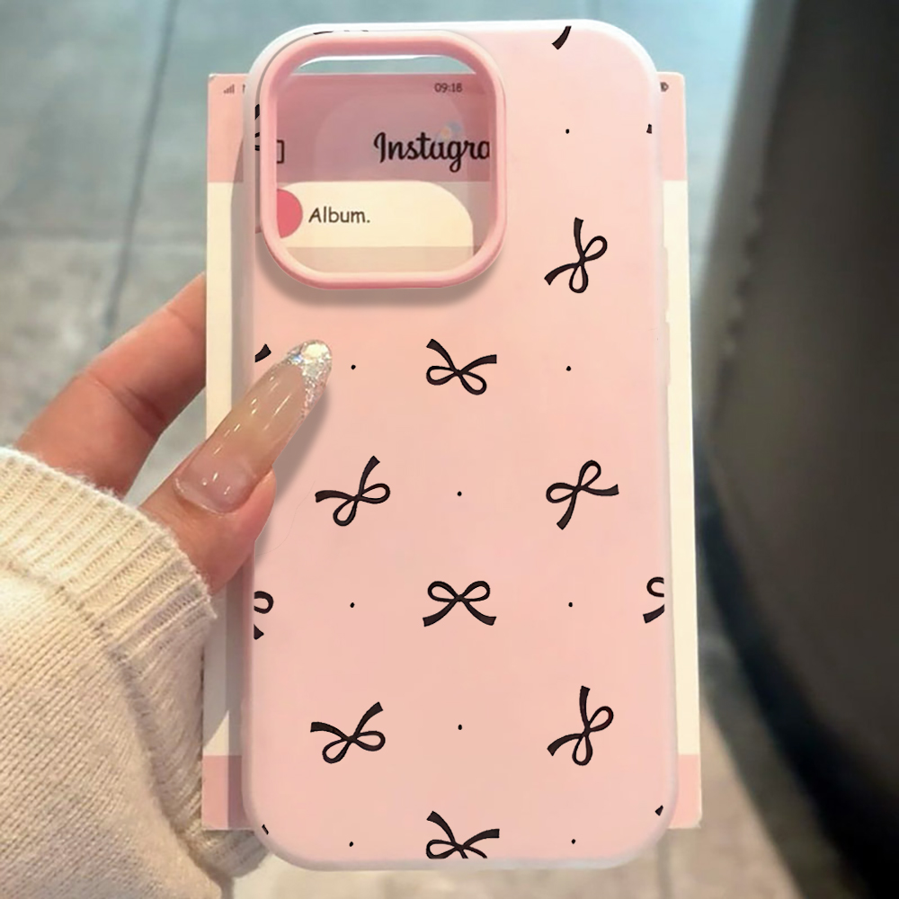 Phone Cases Durable - جراب هاتف لطيف بتصميم فيونكة ومنقط