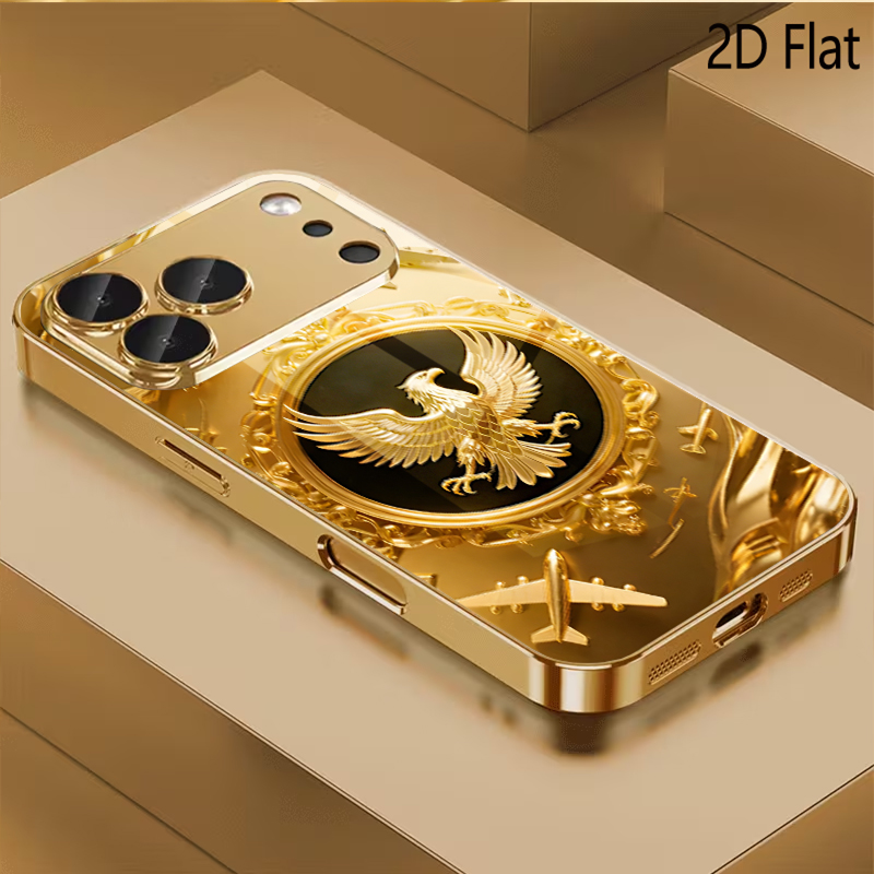 Phone Cases That Cover The Camera - تصميم زجاج مقوى بنمط الجناح الذهبي